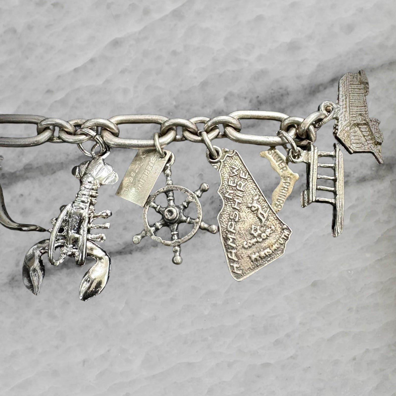 Vintage Sterling Silver 12 Charm Bracelet 6 75