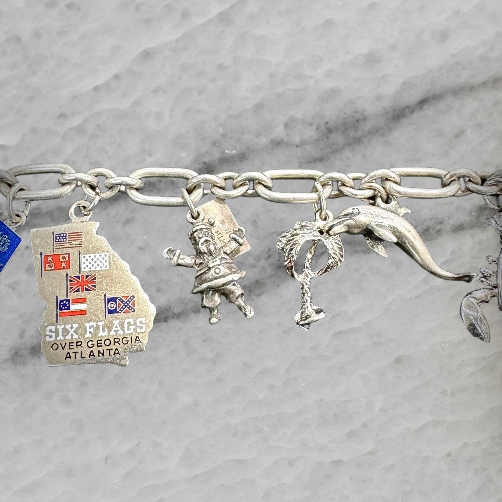 Vintage Sterling Silver 12 Charm Bracelet 6 75