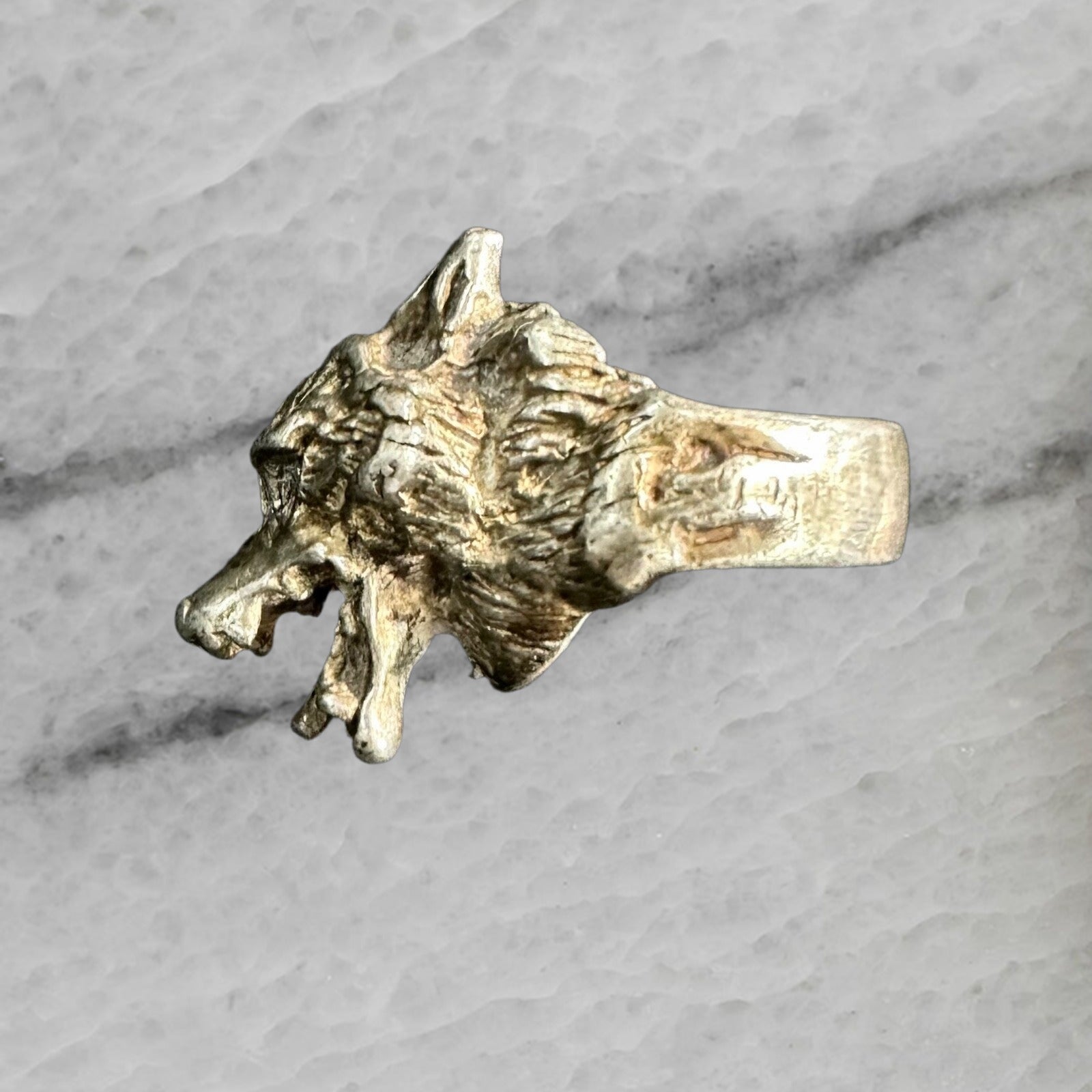 Vintage Sterling Silver 3d Wolf Ring Size 6.75