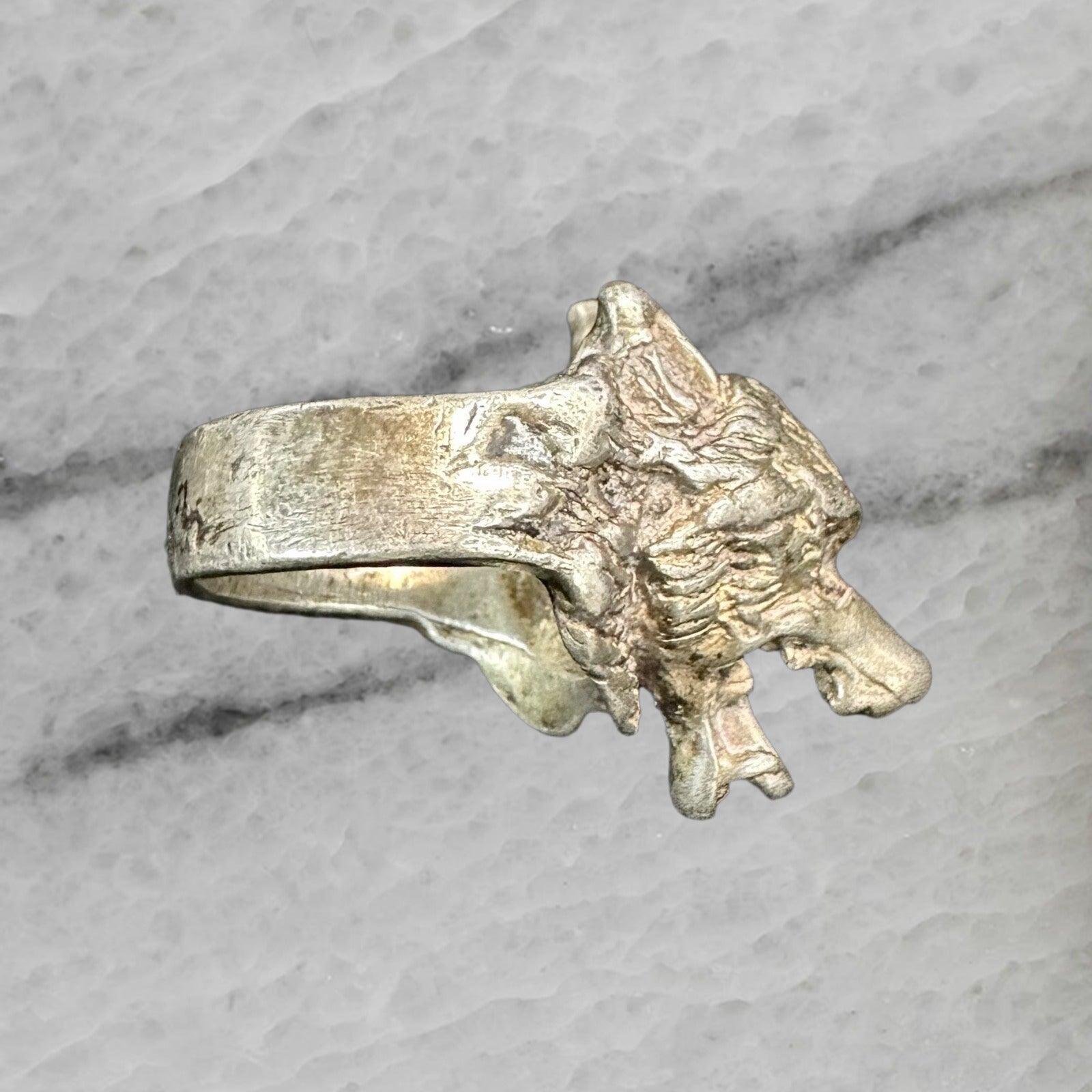 Vintage Sterling Silver 3d Wolf Ring Size 6.75