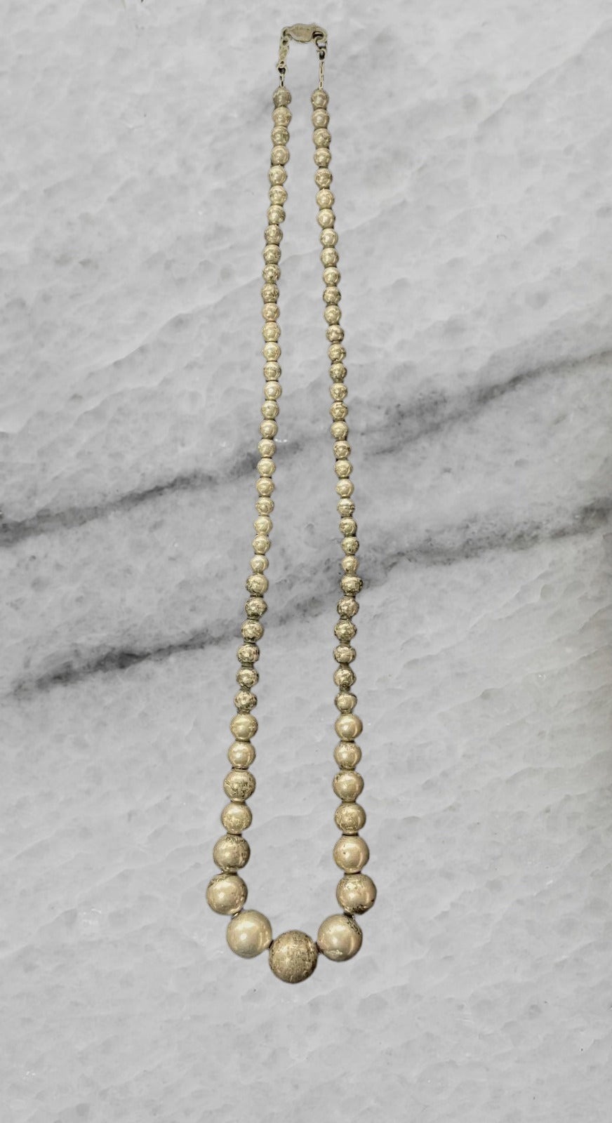 Vintage Sterling Silver Graduated Bead Necklace 18 5 21 8 Grams