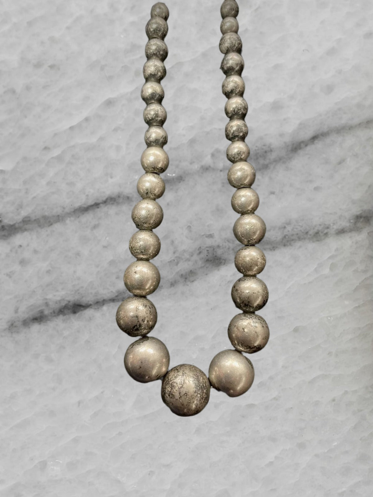 Vintage Sterling Silver Graduated Bead Necklace 18 5 21 8 Grams