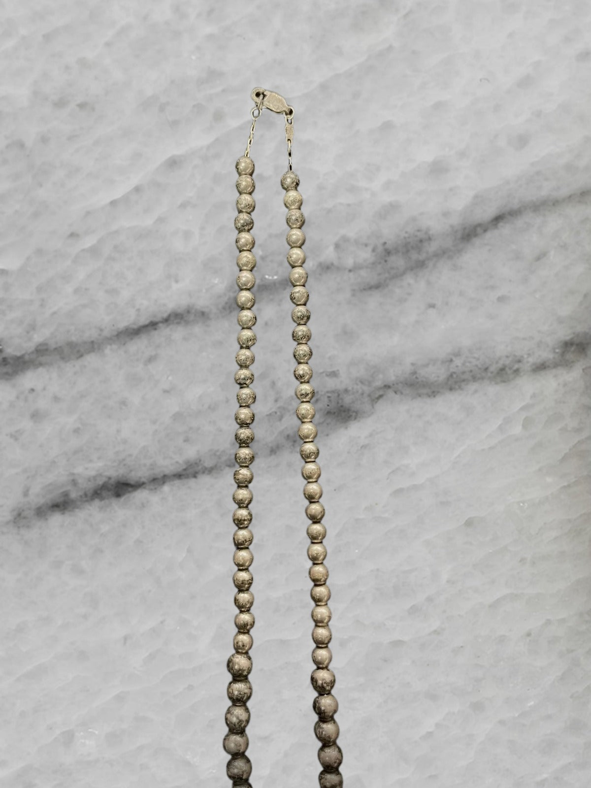 Vintage Sterling Silver Graduated Bead Necklace 18 5 21 8 Grams