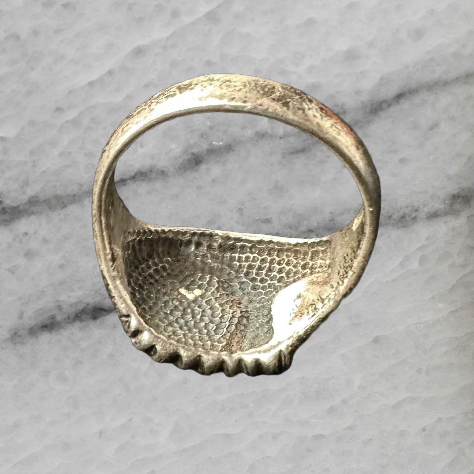 Vintage Sterling Silver Navajo Bald Eagle Crushed Turquoise Inlay Ring Size 10