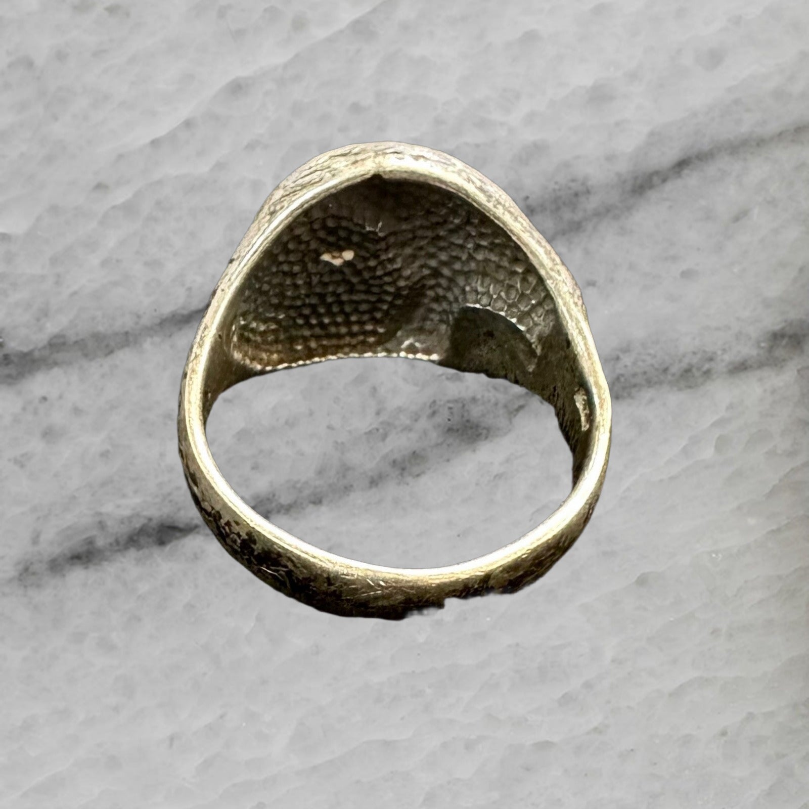 Vintage Sterling Silver Navajo Bald Eagle Crushed Turquoise Inlay Ring Size 10