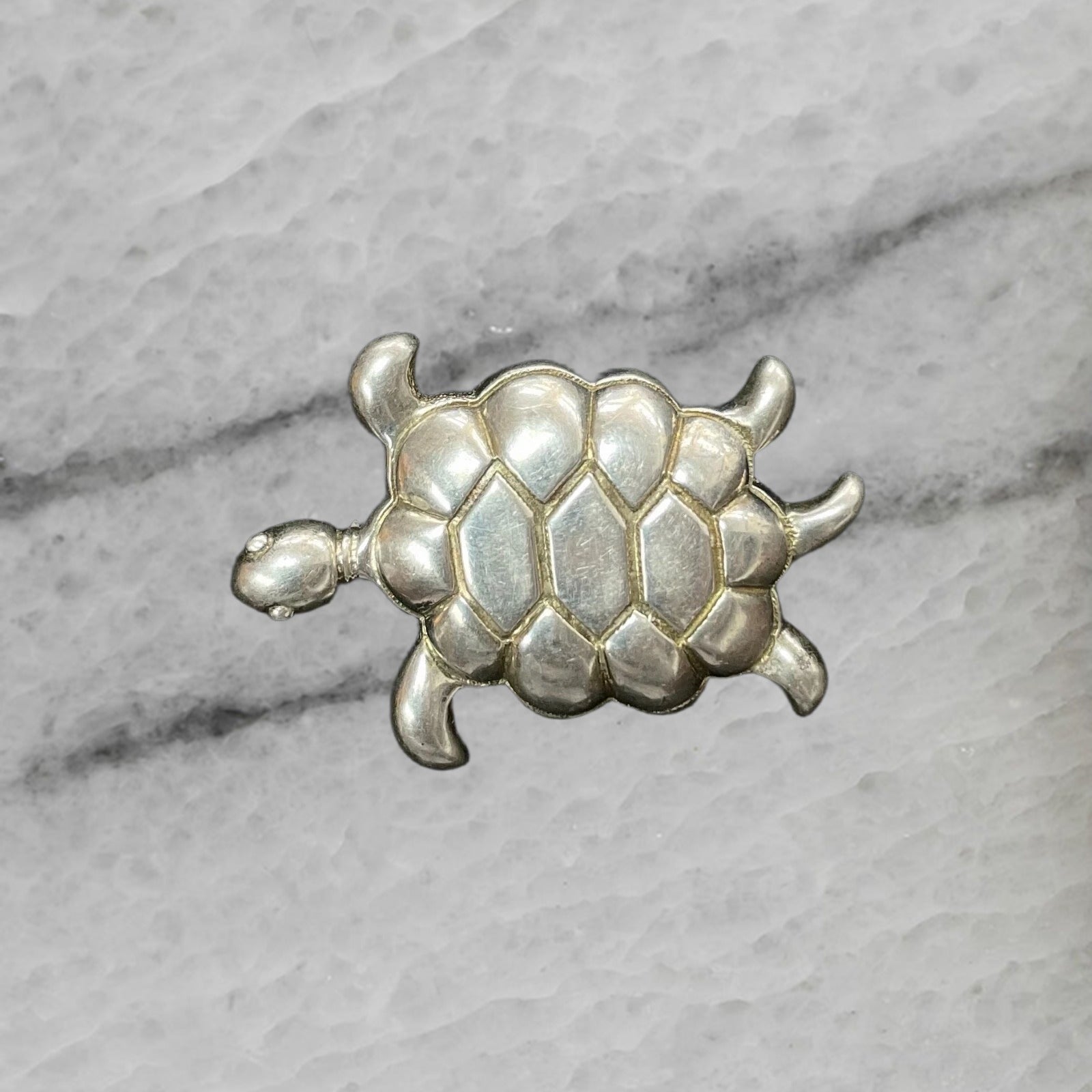 Vintage Sterling Silver Turtle Pin Brooch