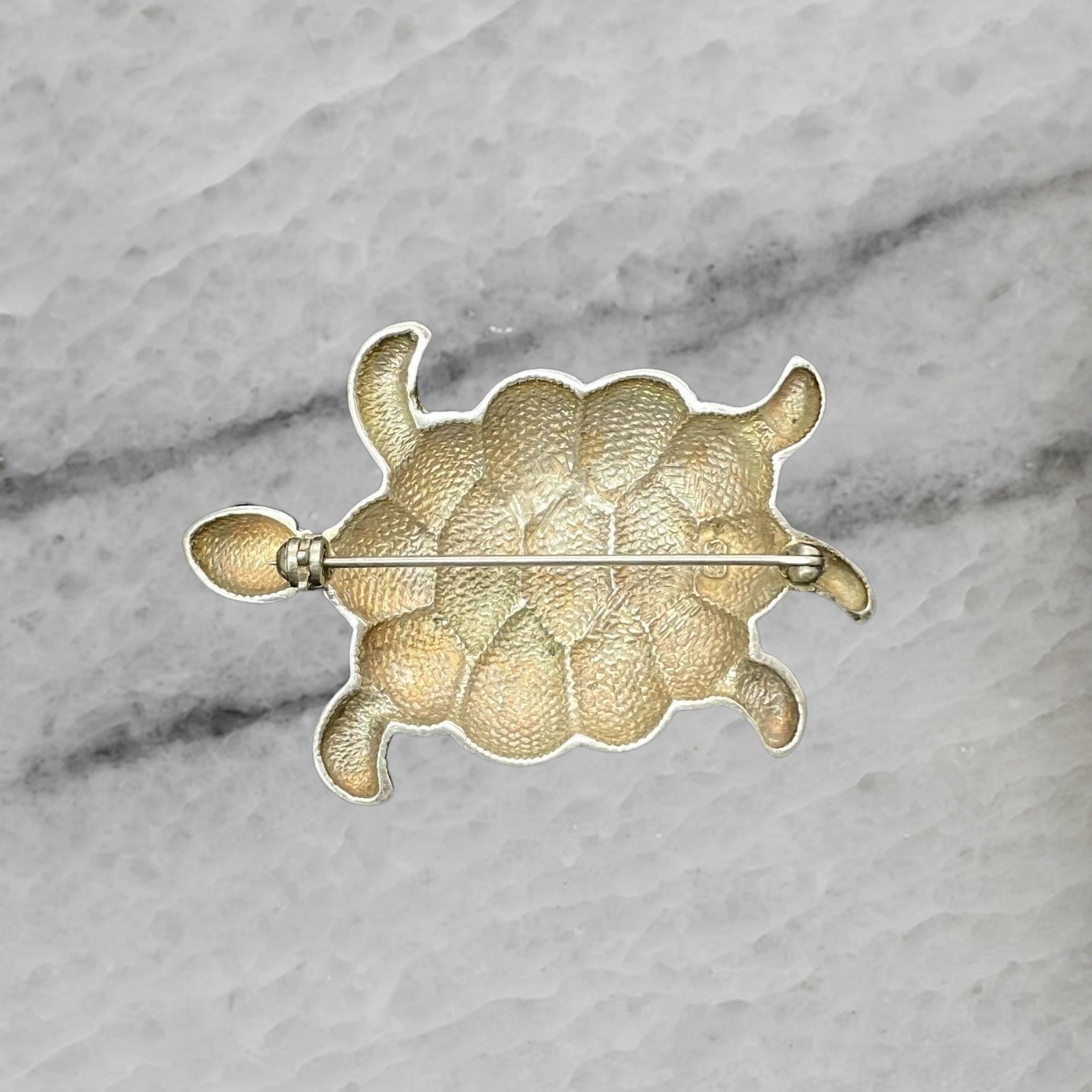 Vintage Sterling Silver Turtle Pin Brooch