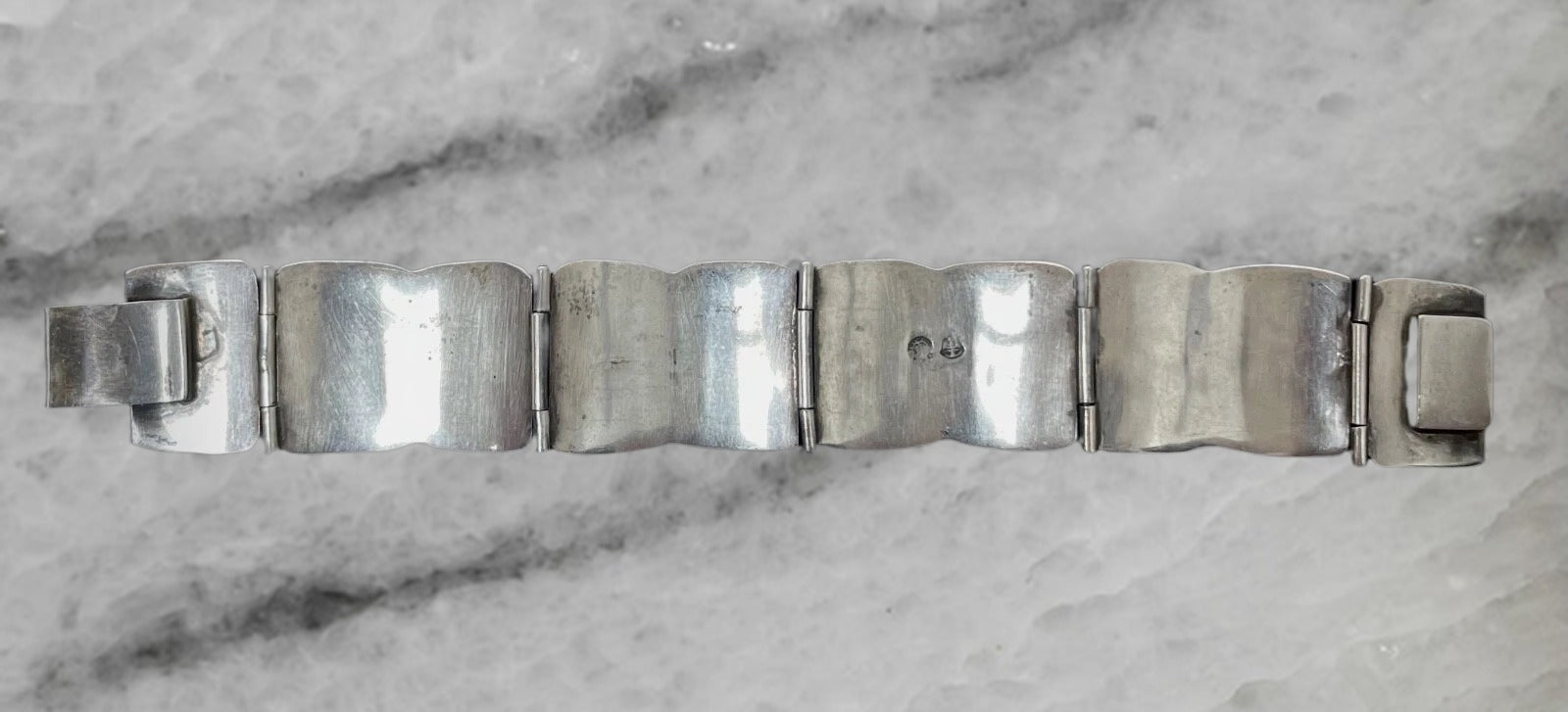 Vintage Sterling Silver Wide Panel Bracelet 7 5